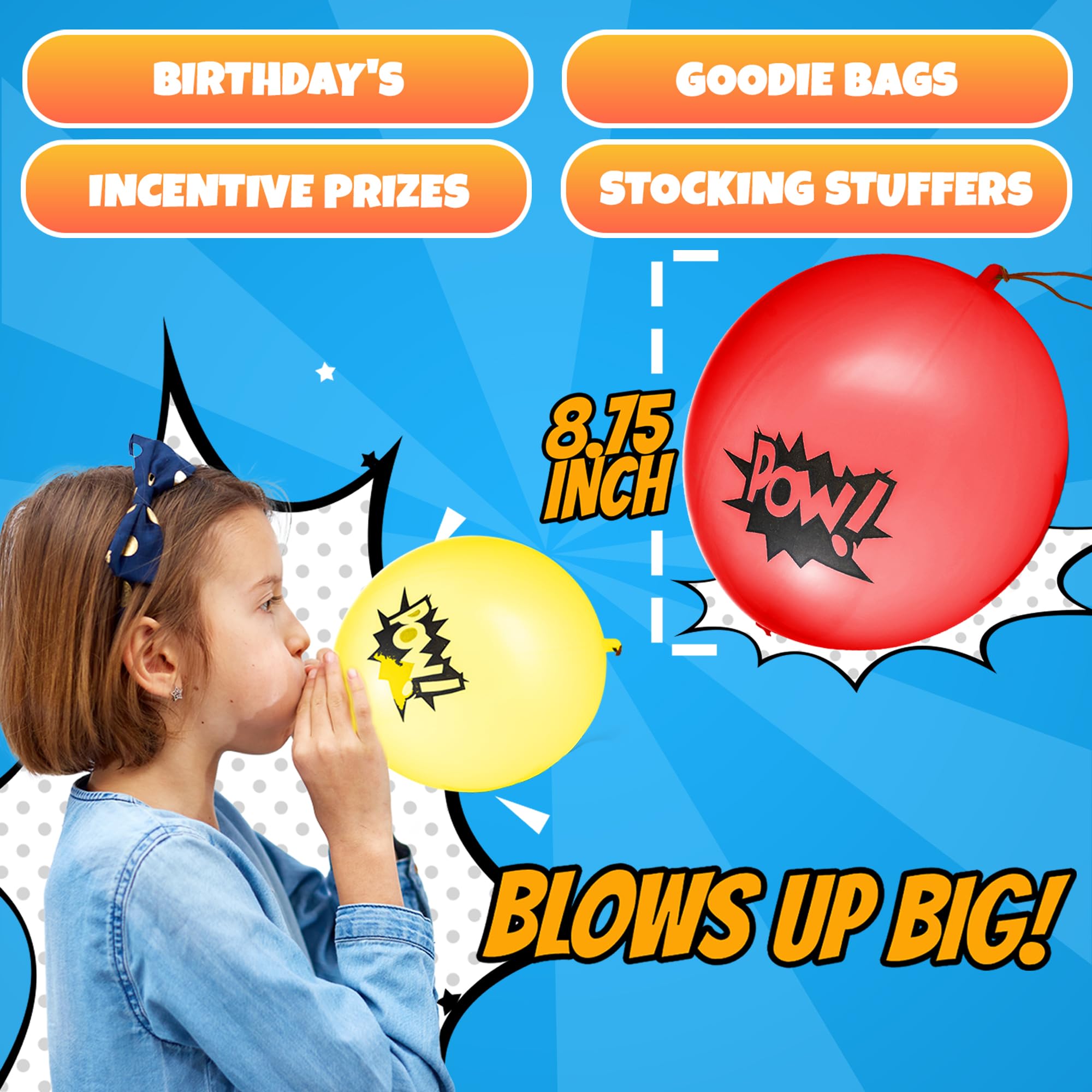 Superhero Punch Balloons - Bulk, Large Punching Balloons for Kids, Inflatable Punch Balls for Carnival Prizes, Goodie Bag Stuffers for Kids, Superhero Theme Birthday Party Favors Toys